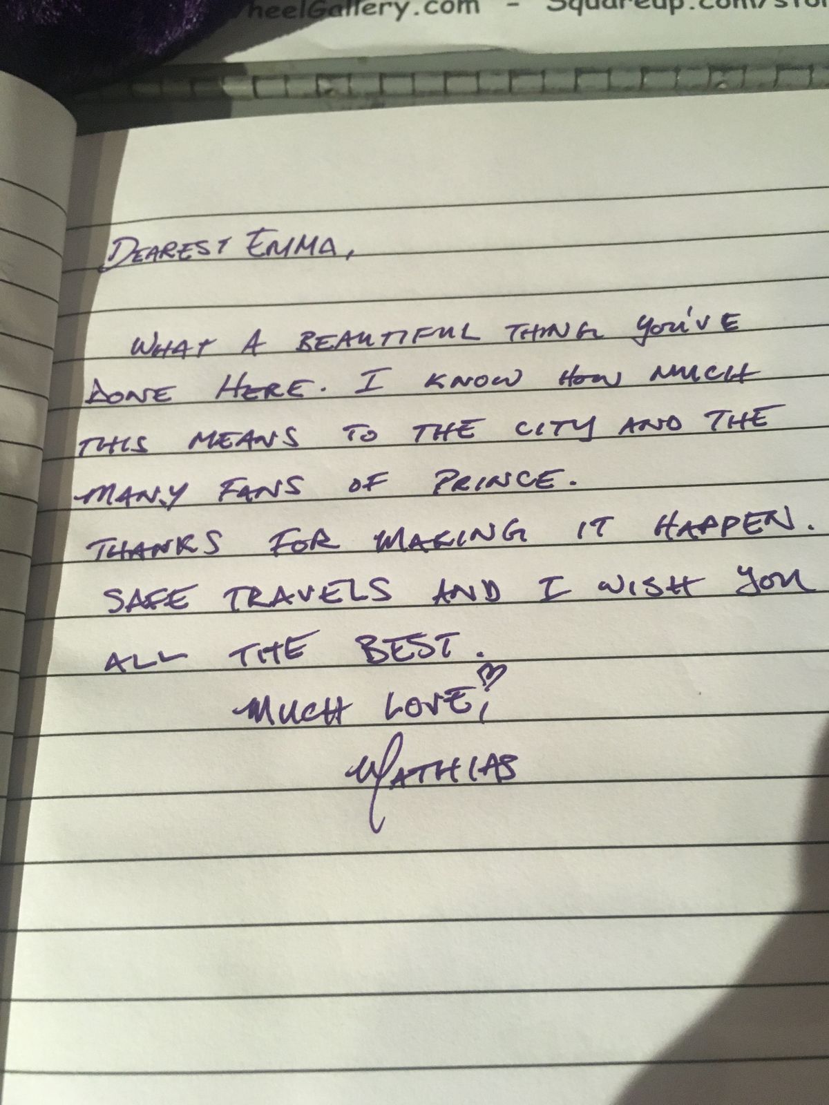 A visitor’s note in the guestbook, 2018